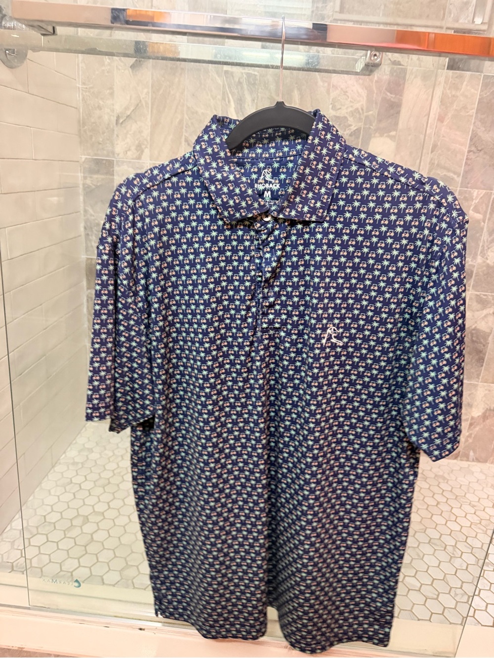 Rhoback Men's Navy Printed Polo Shirt